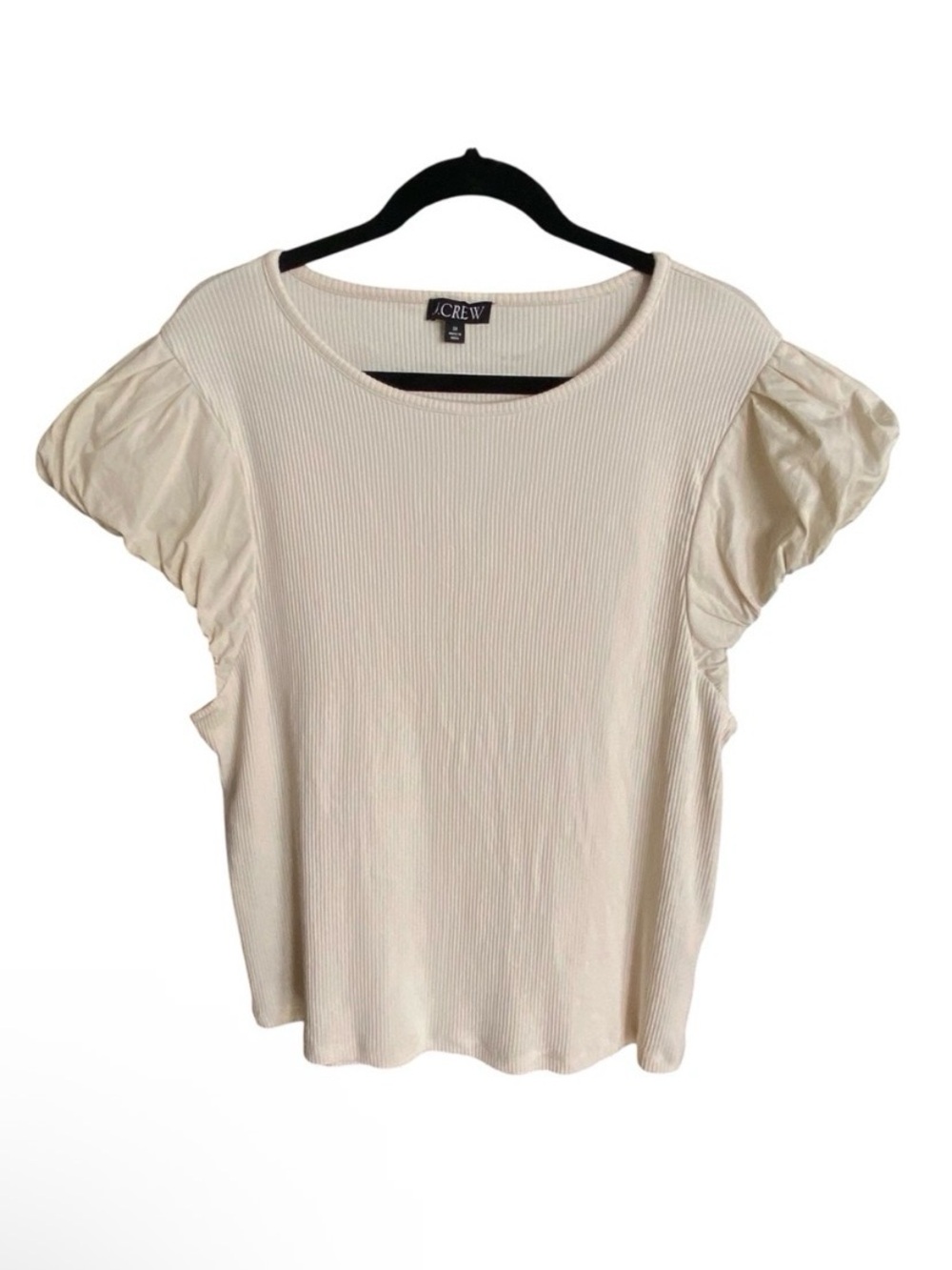 J Crew Vintage Rib Top Cotton Poplin Sleeves Womens Plus Size 2X Stretch Modal
